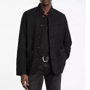 John Varvatos Collection Men's Officer Field Linen Button Front Jacket Black